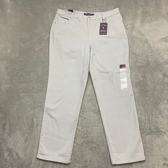 Gloria Vanderbilt Amanda Jeans Womens 16W Light Gray Stretch Dark Wash 5 Pockets - Picture 1 of 15